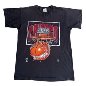 Vintage Chicago Bulls 90s Michael Jordan NBA Basketball Black Shirt Size Large